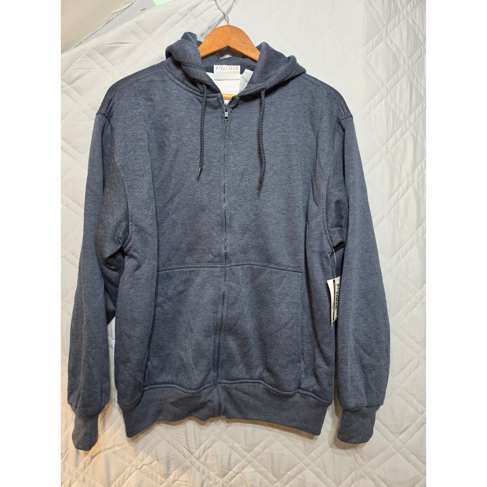 Athletech Mens Thermal Lined Zip Up Hoodie Heather Gray Sweatshirt Large NWT